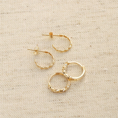 Twist Hoops - 14K Gold