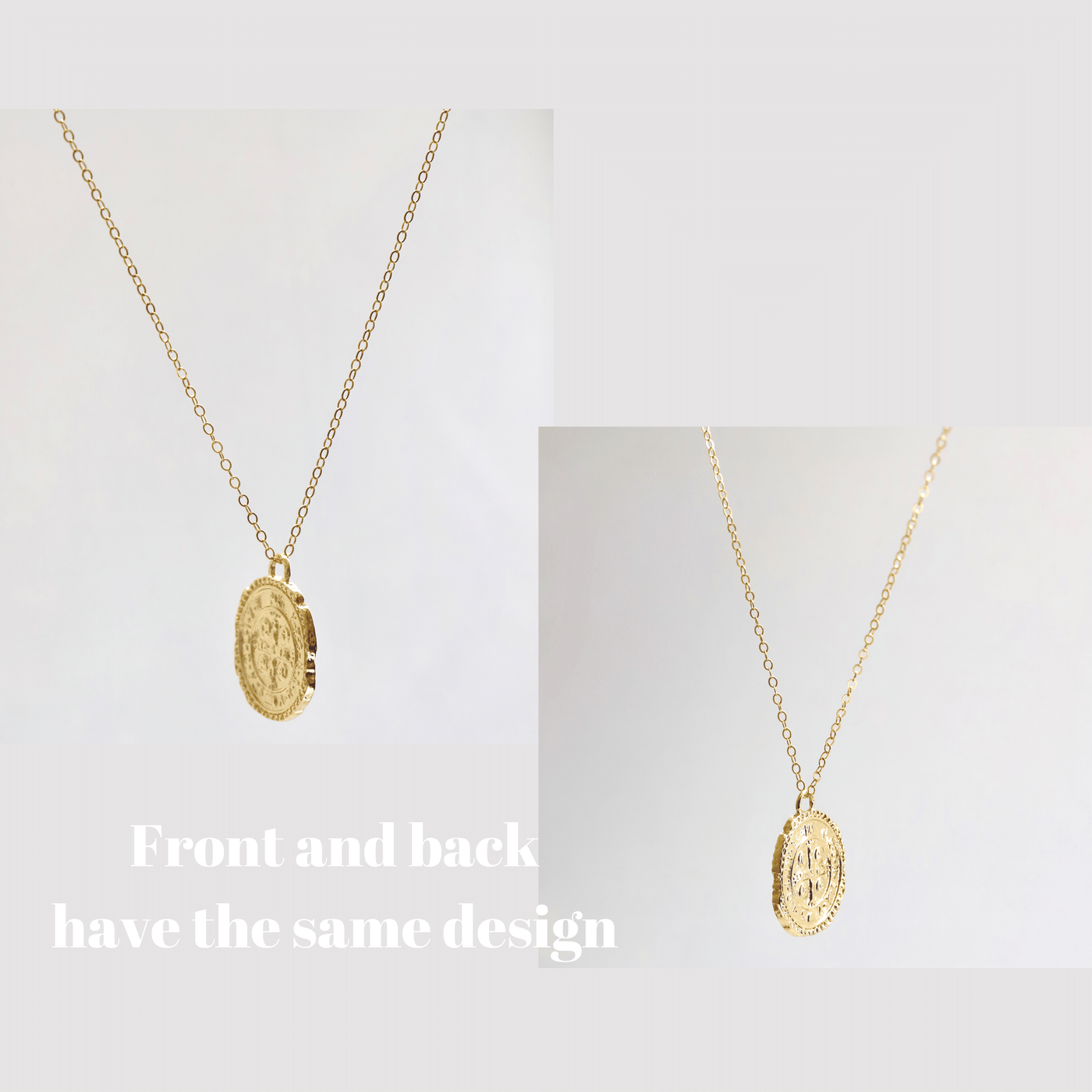Bohemian gold coin textured necklace 