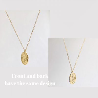 Bohemian gold coin textured necklace 