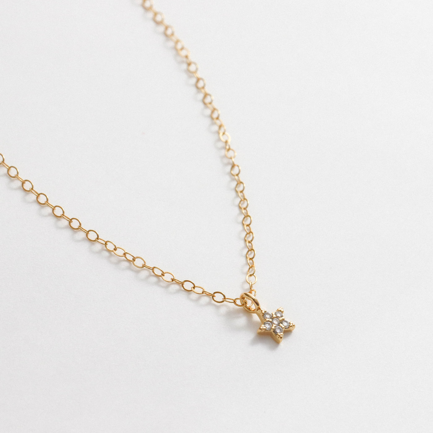 14K gold filled dainty star necklace