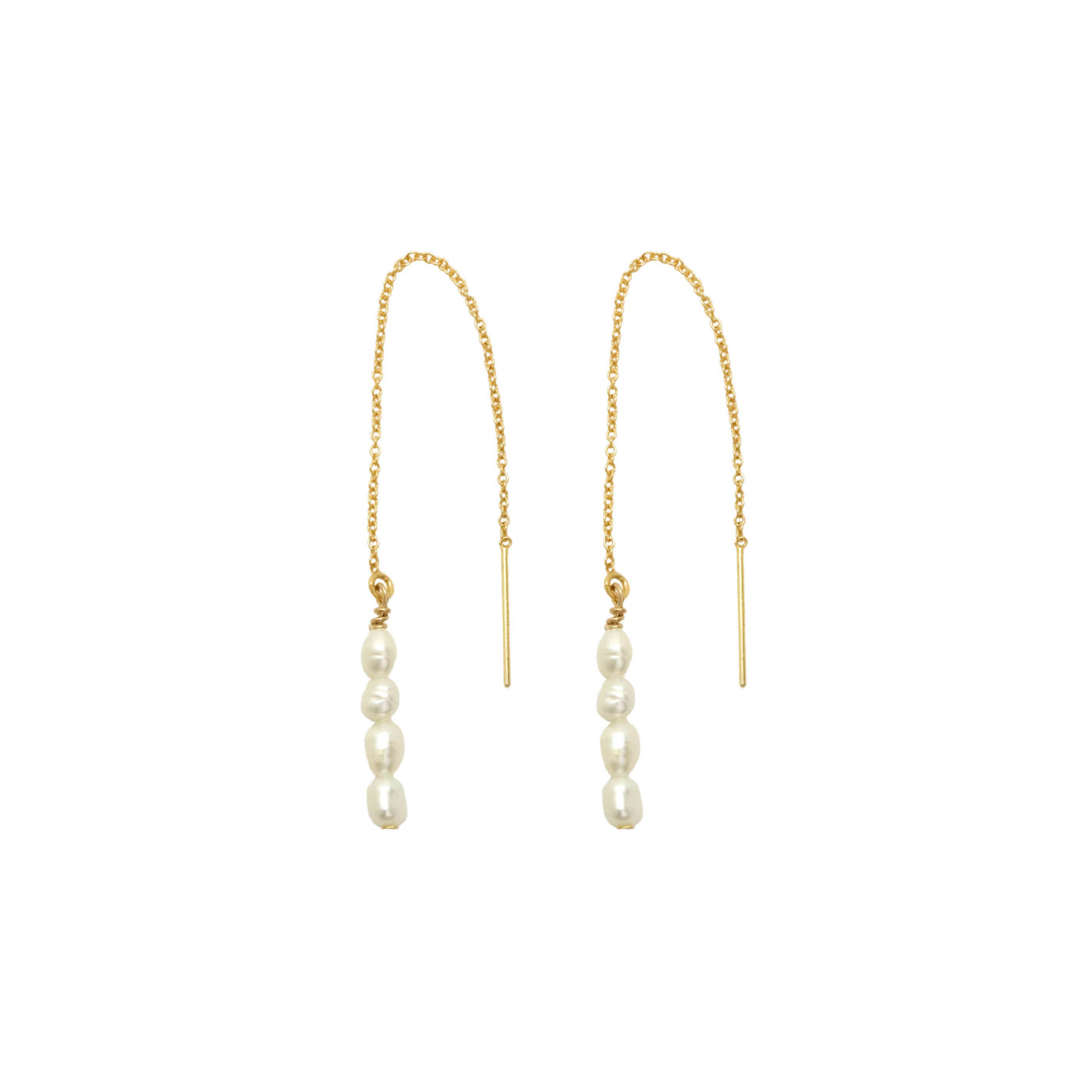 Freshwater pearl threader earrings