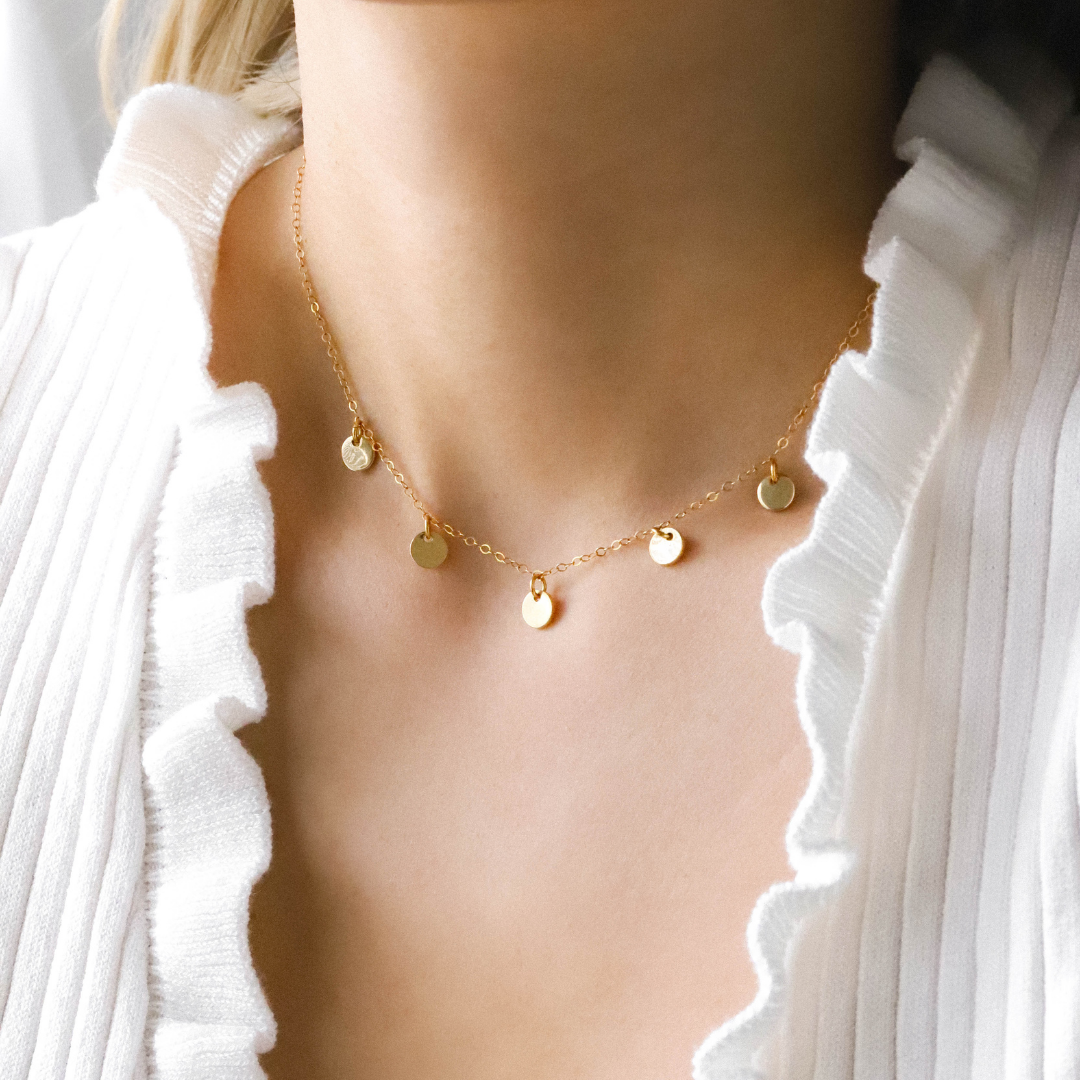 Gold choker necklace with discs