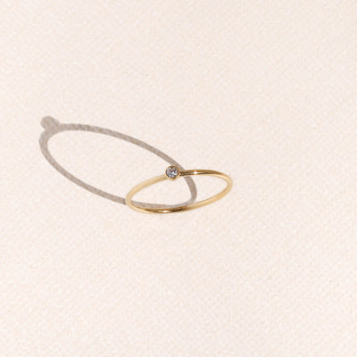 Dainty Solitaire Ring - Gold Filled