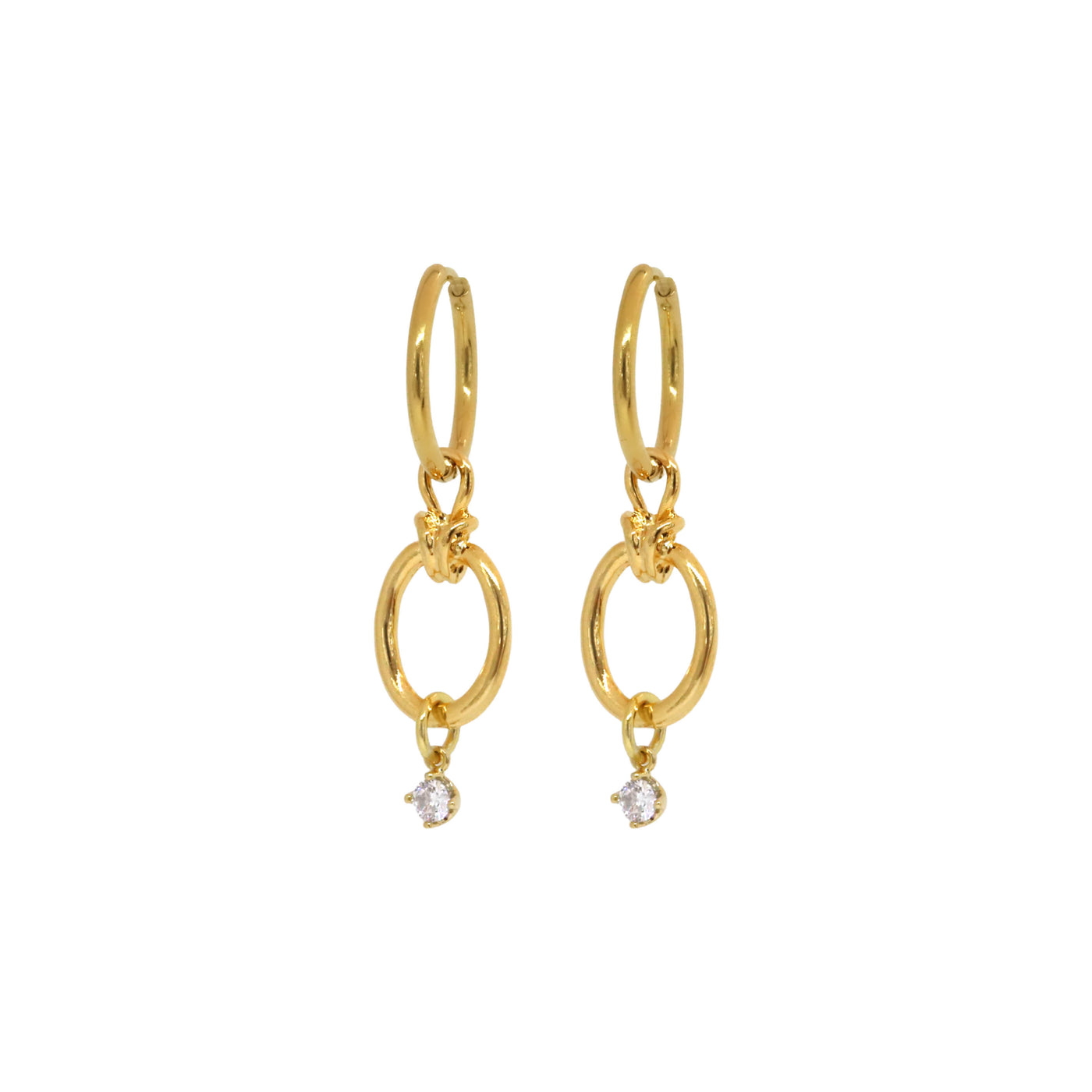 Gold dangle earrings with CZ