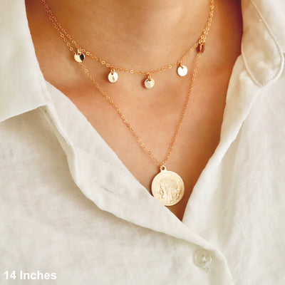 Gold filled bohemian choker necklace and coin necklace