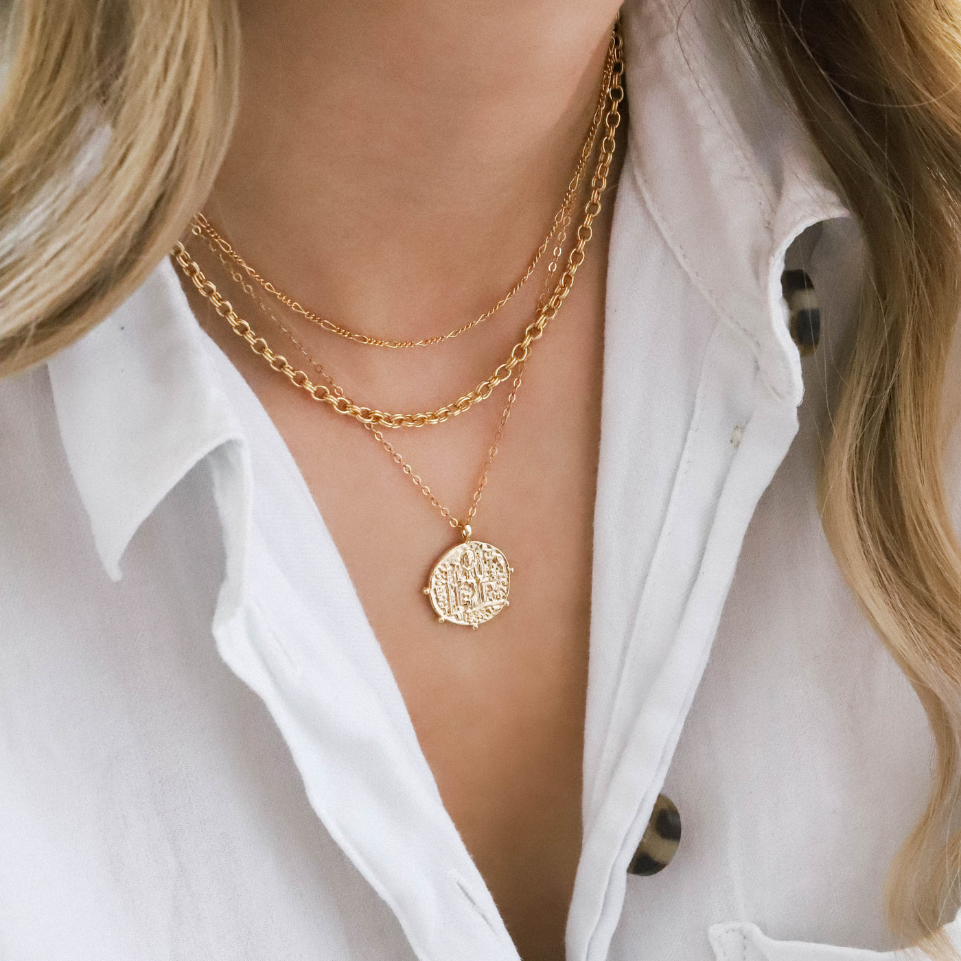 Gold filled layered necklaces