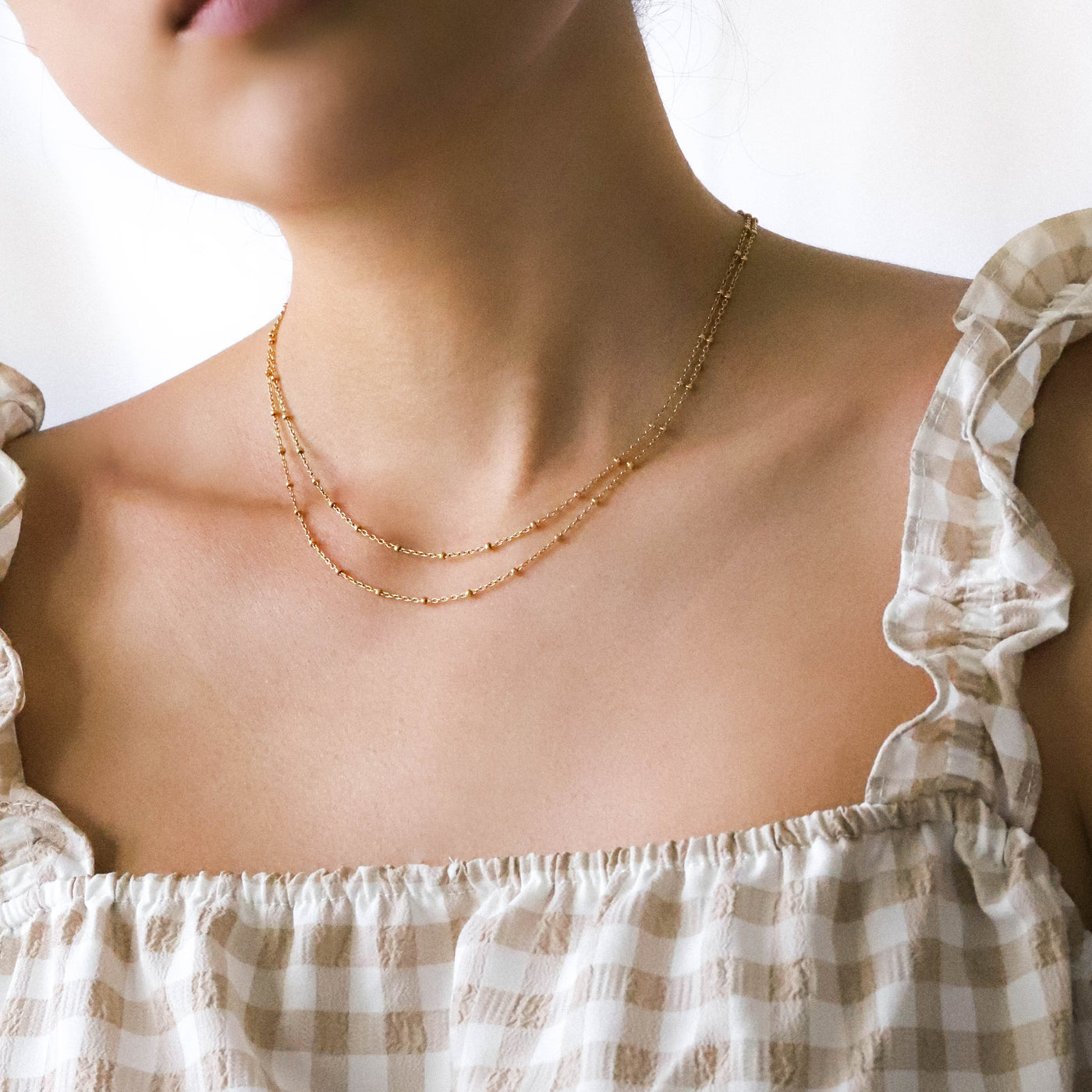 Gold filled satellite chain necklace