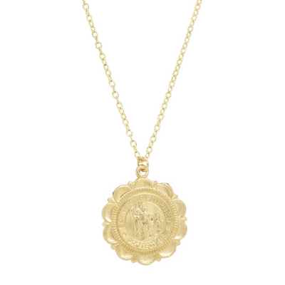 Gold medallion necklace