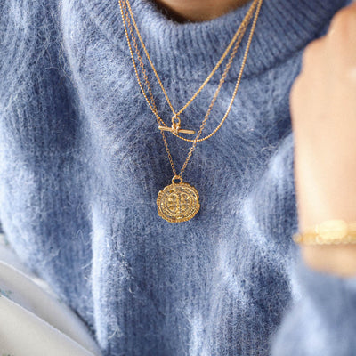 Gold medallion necklace