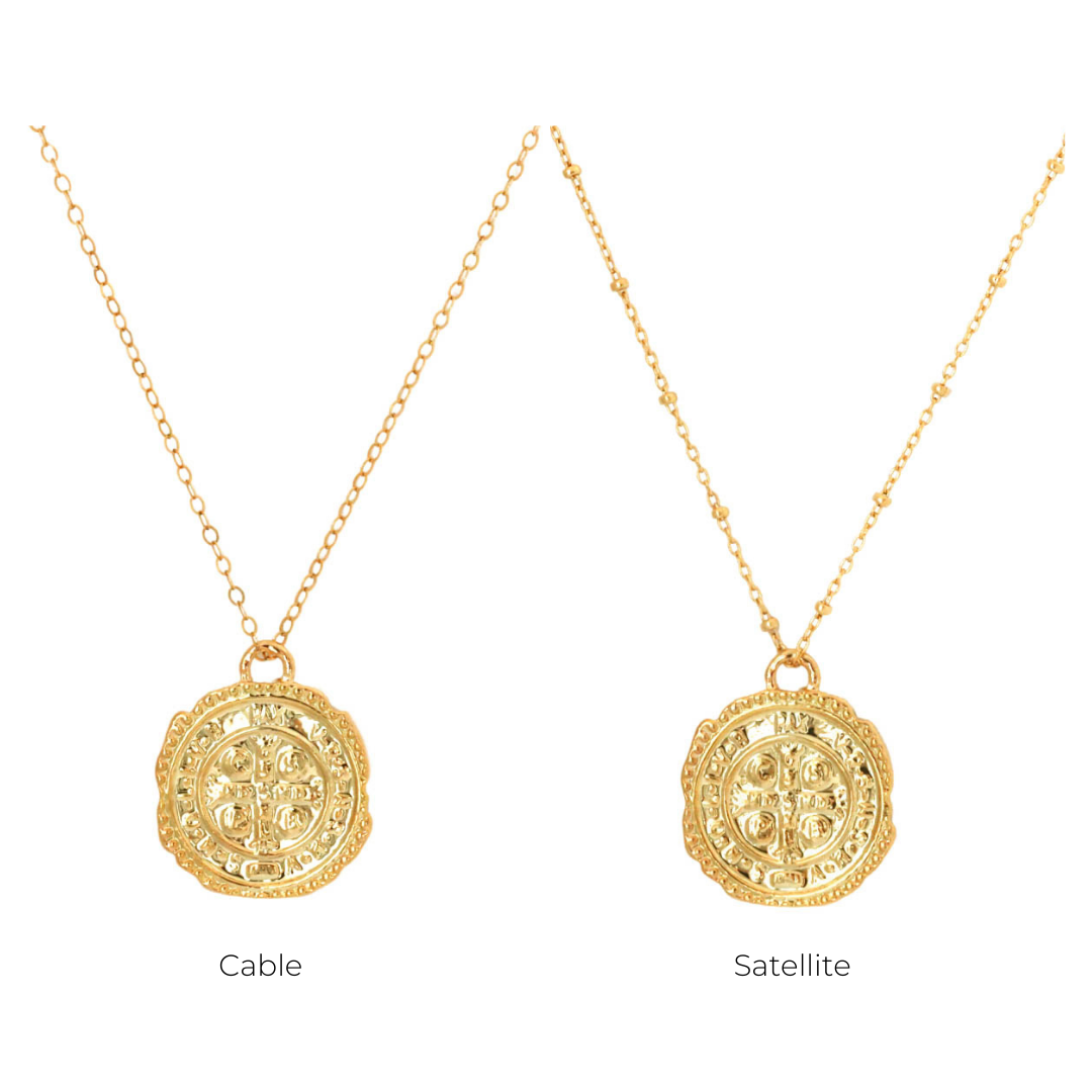 Gold medallion pendant necklace