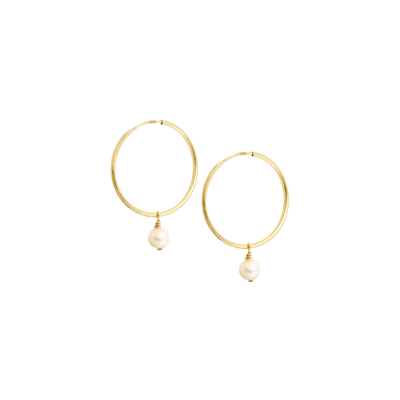 Gold pearl hoop earrings