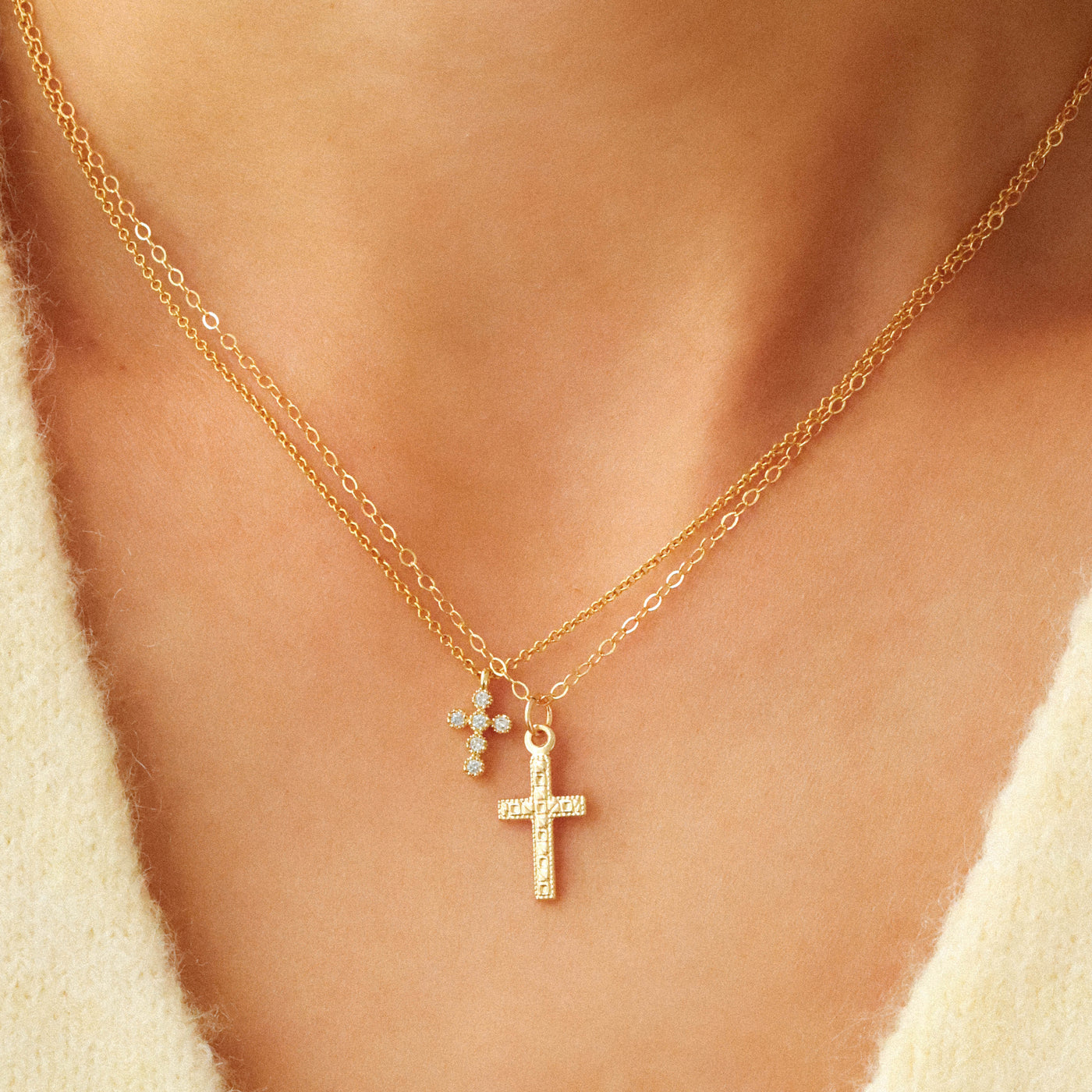 Layered cross necklace