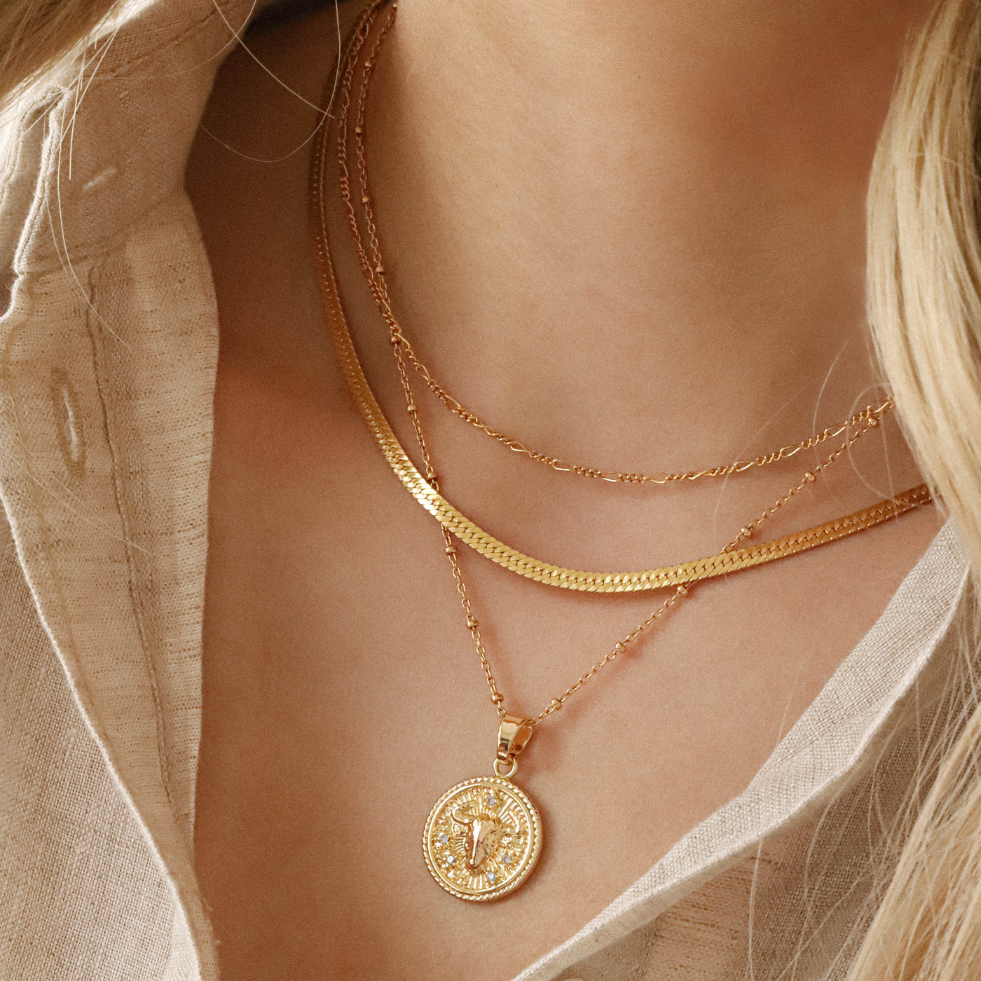 Gold layered necklaces