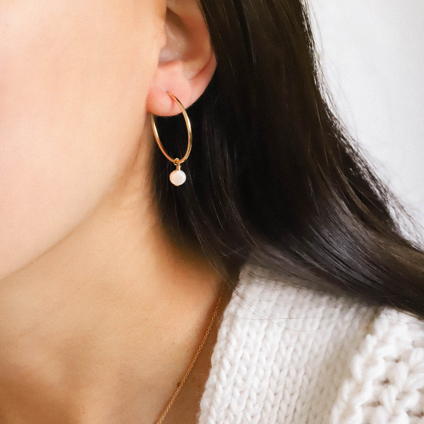 Pearl hoop earrings